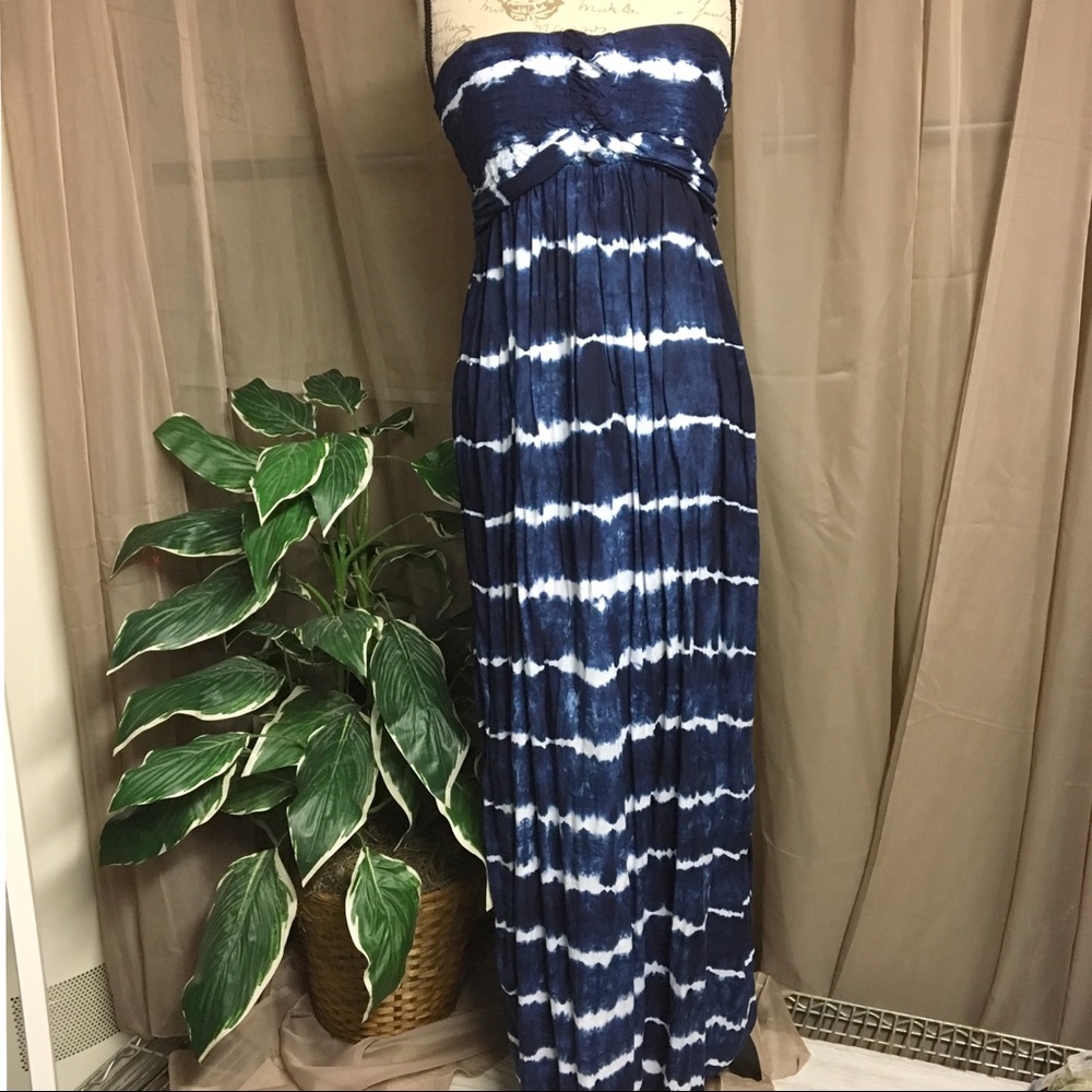 Beautiful Navy Tie Dye Rayon Maxi Made in India